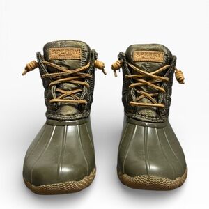 Sperry Saltwater Shiny Quilted Duck Boots Women’s 5 Waterproof Lace-Up